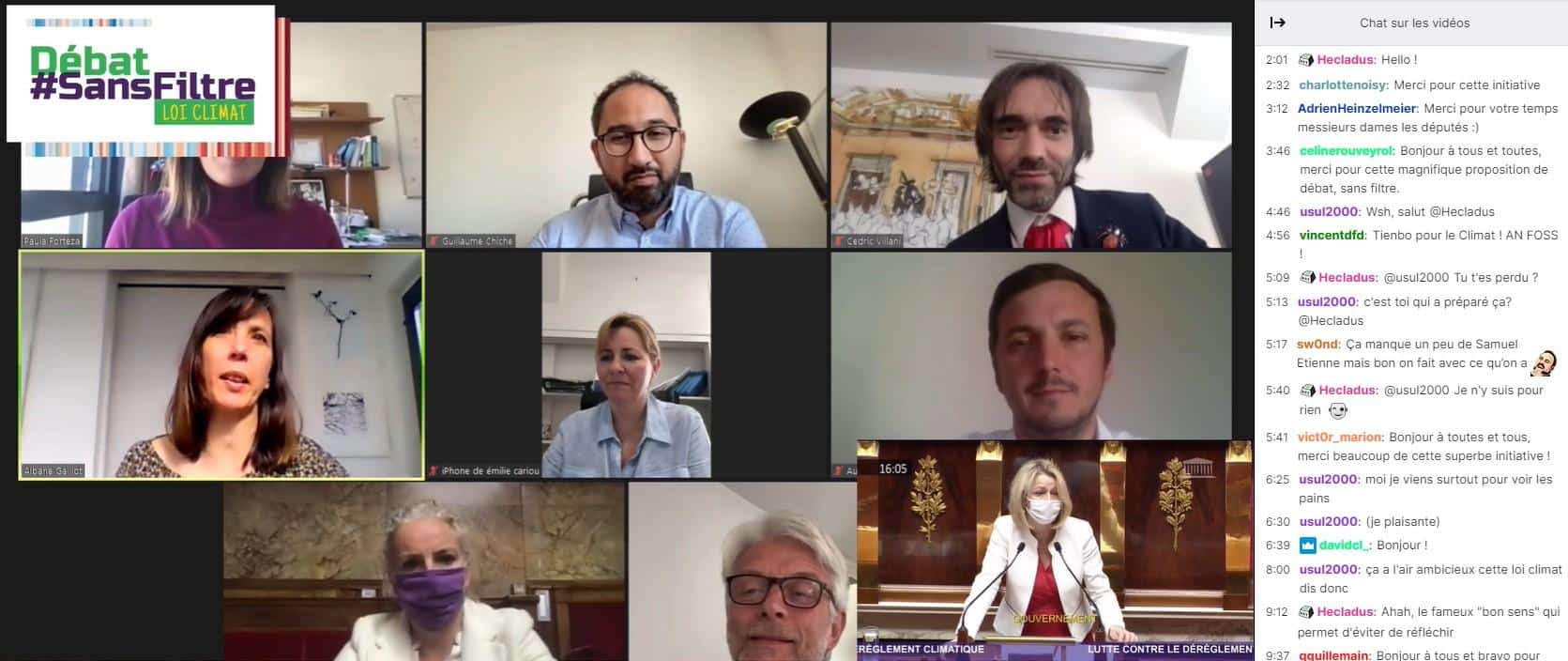 Loi climat : l&rsquo;opposition débat « sans filtre » sur Twitch