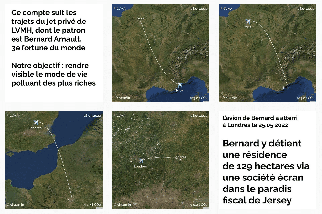 L’avion de Bernard, le compte Instagram qui traque le mode de vie polluant de la troisième fortune mondiale