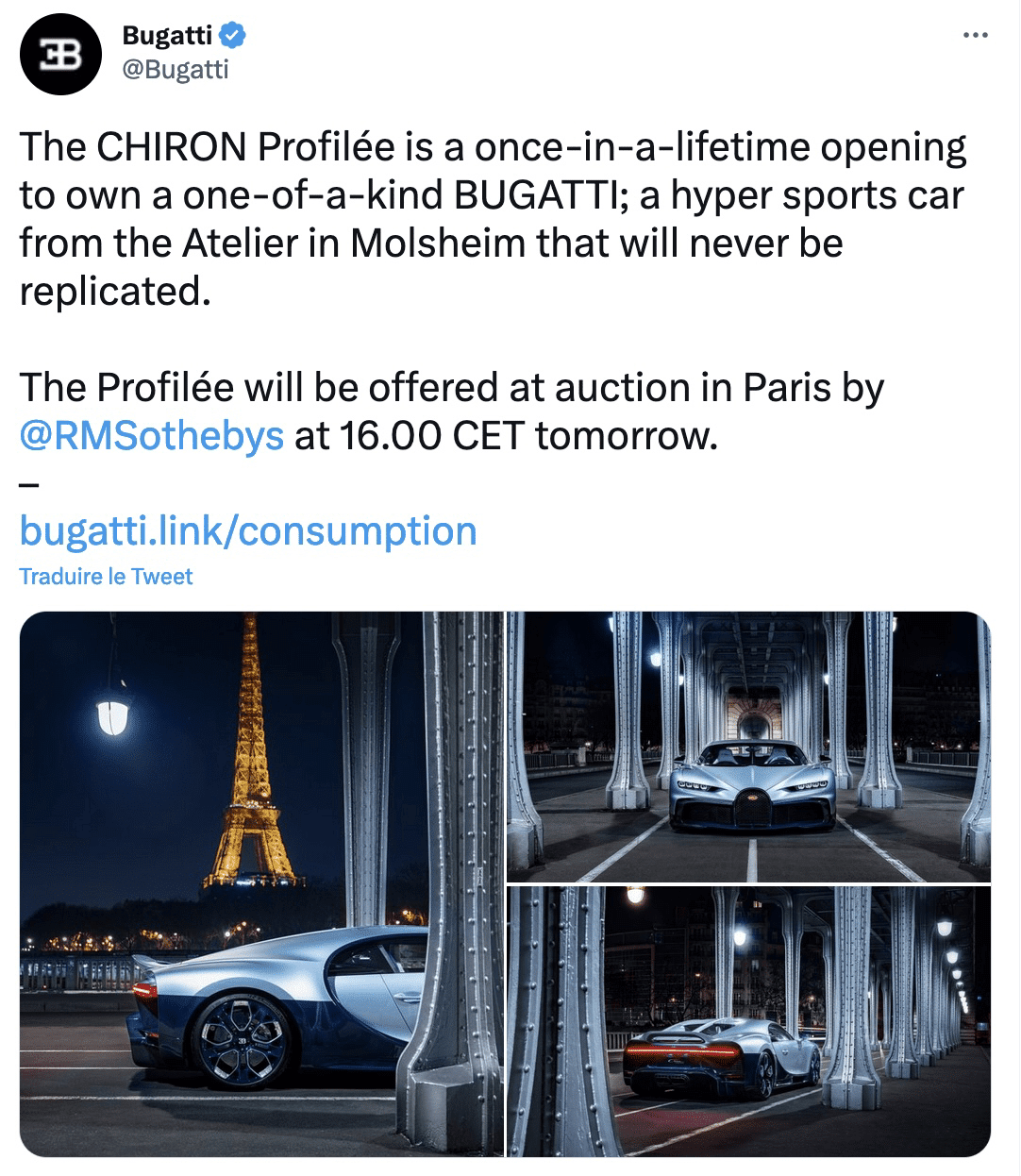 Quand Bugatti fait la promotion de son dernier bolide en bloquant une piste cyclable